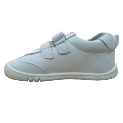 Zapatillas respetuosas Piruflex blanco liso 2 velcros microfibra PF6200-1