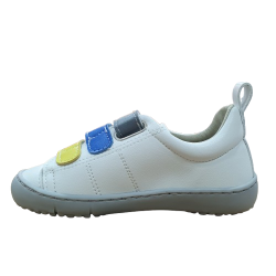 Deportivas respetuosas Coqueflex Blanco, Amarillo, Azul y gris, suela gris 15297 microfibra 3 velcros