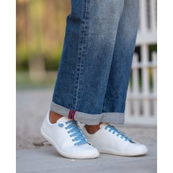 Calzado respetuoso Coqueflex Adultos Blanco cordones Azules Microfibra 4364 ONMICRO