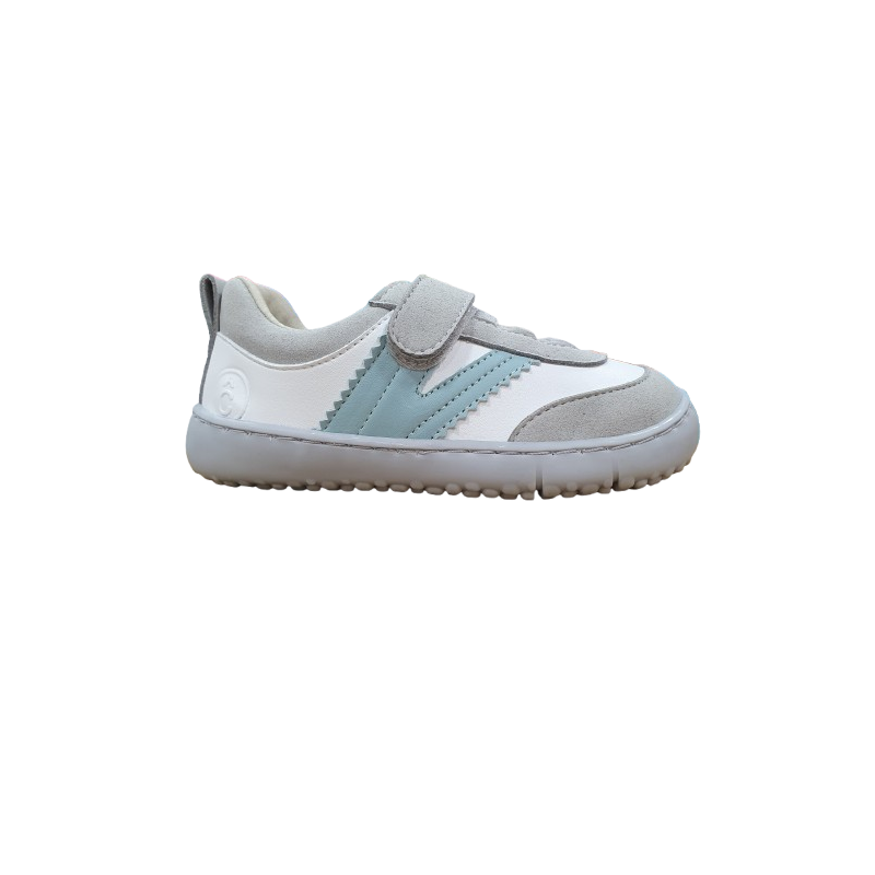 Deportivas respetuosas Coqueflex Blanco, gris y Verde aguamarina suela gris 15503 Suede Micro 15 Vapore