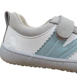 Deportivas respetuosas Coqueflex Blanco, gris y Verde aguamarina suela gris 15503 Suede Micro 15 Vapore