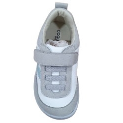 Deportivas respetuosas Coqueflex Blanco, gris y Verde aguamarina suela gris 15503 Suede Micro 15 Vapore