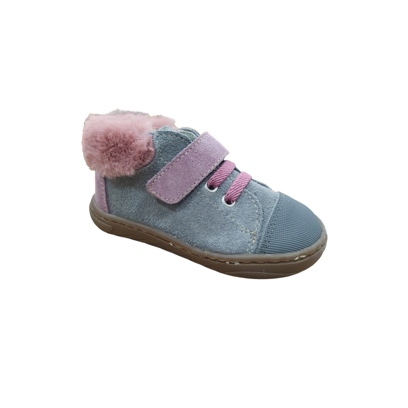 Botines respetuosos Andanines Gris y Rosa 1 velcro Piel 242901-10 Pelo