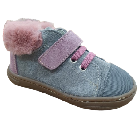 Botines respetuosos Andanines Gris y Rosa 1 velcro Piel 242901-10 Pelo