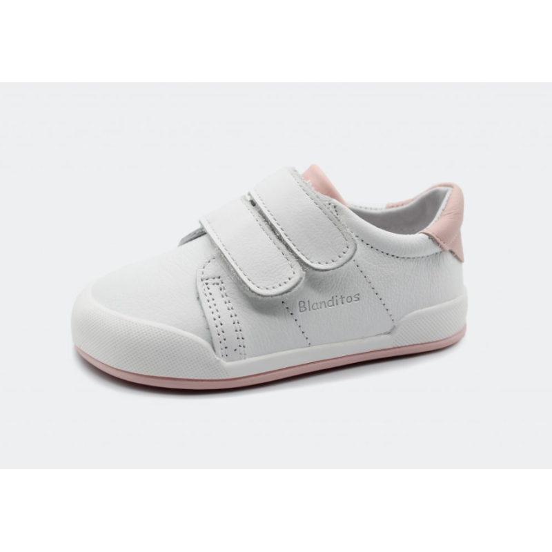 Deportivas respetuosas Blanditos by Crio's Londres Blanco Rosa25V Liso 2 velcros