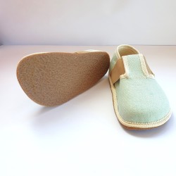 Zapatillas de casa barefoot de algodón reciclado menta 1 velcro Pegres - BF01U Mint