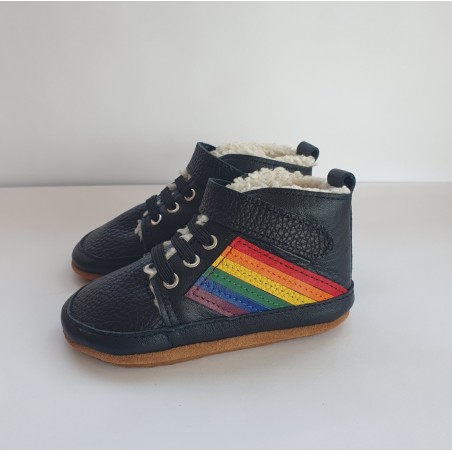 Botines Arcoiris negro con borreguito