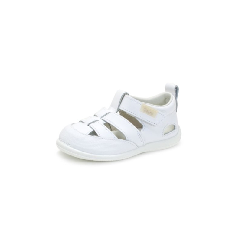 Sandalias respetuosas Zapyflex 2 tiras Blanco liso AD201101