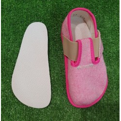 Zapatillas de casa barefoot de algodón rosa 1 velcro Pegres - BF01 Pink