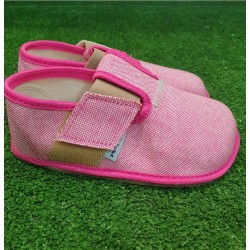 Zapatillas de casa barefoot de algodón rosa 1 velcro Pegres - BF01 Pink