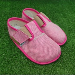 Zapatillas de casa barefoot de algodón rosa 1 velcro Pegres - BF01 Pink