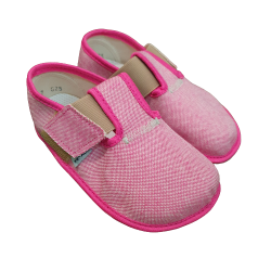 Zapatillas de casa barefoot de algodón rosa 1 velcro Pegres - BF01 Pink