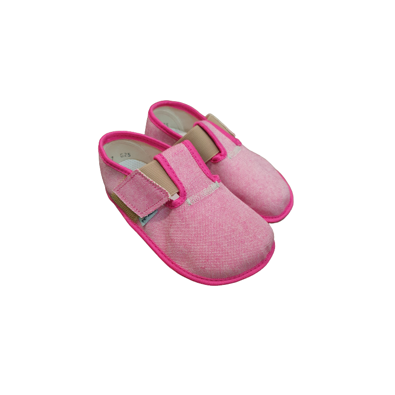 Zapatillas de casa barefoot de algodón rosa 1 velcro Pegres - BF01 Pink