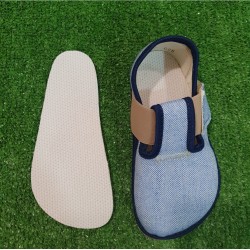 Zapatillas de casa barefoot de algodón azul 1 velcro Pegres - BF01 blue