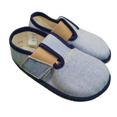 Zapatillas de casa barefoot de algodón azul 1 velcro Pegres - BF01 blue