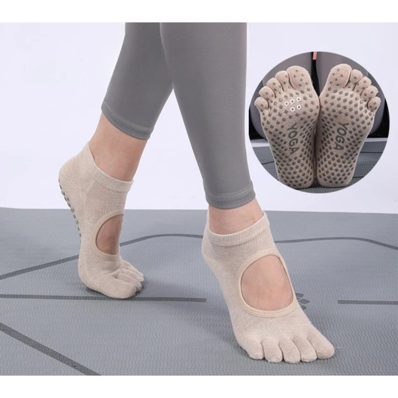 Calcetines de dedos gris para yoga y pilates talla 38-43, calcetines con  dedos 