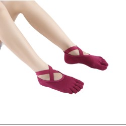 Calcetines de dedos granate para yoga y pilates talla 35-43