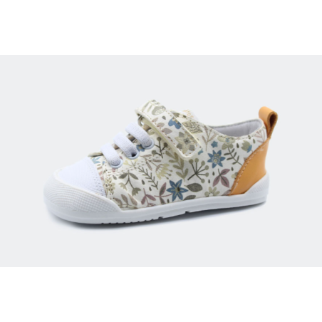 Calzado respetuoso Blanditos Ariel Flores Vainilla 1 velcro piel