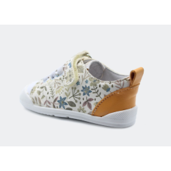 Calzado respetuoso Blanditos Ariel Flores Vainilla 1 velcro piel
