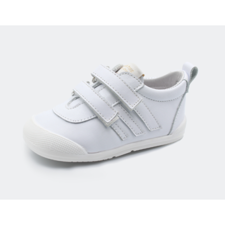 Calzado respetuoso Blanditos Luna Blanco liso 2 velcros piel