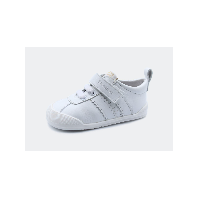 Calzado respetuoso Blanditos Iris Blanco liso 1 velcro piel
