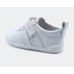 Calzado respetuoso Blanditos Iris Blanco liso 1 velcro piel