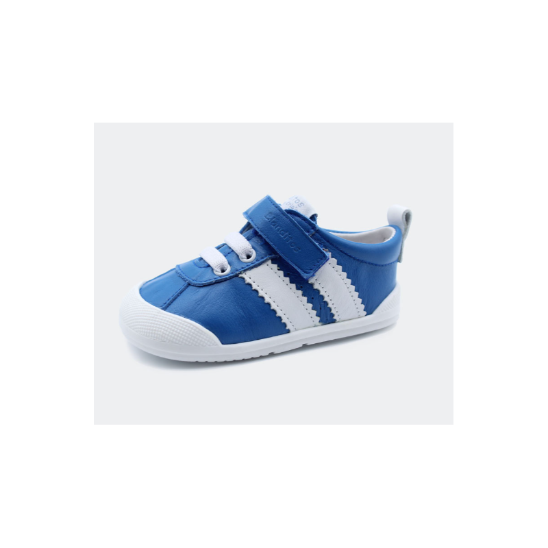 Calzado respetuoso Blanditos Iris Azul y blanco 1 velcro piel