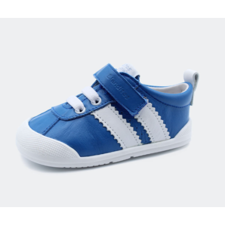 Calzado respetuoso Blanditos Iris Azul y blanco 1 velcro piel