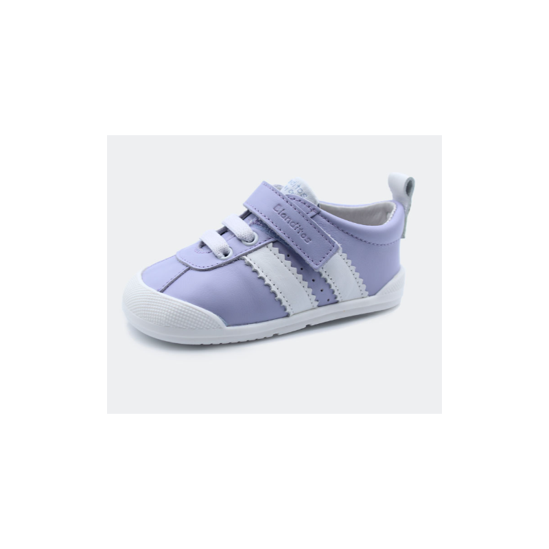 Calzado respetuoso Blanditos Iris Lila y blanco 1 velcro piel