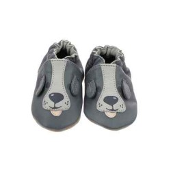 Zapatillas perro gris suela cuero