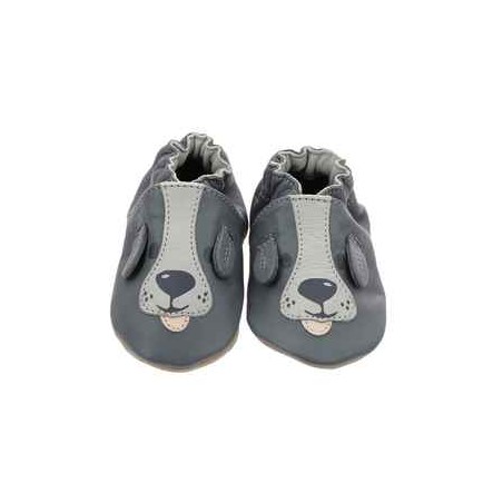 Zapatillas perro gris suela cuero