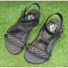 Sandalias respetuosas Blandy's Essence Rocker Negro suela minimalista 3mm Tachuelas Bombato Black