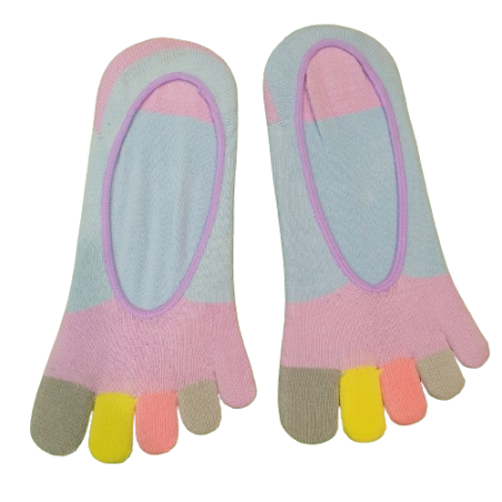 Calcetines de dedos algodón combi rosa y azul talla única (34-40) invisibles