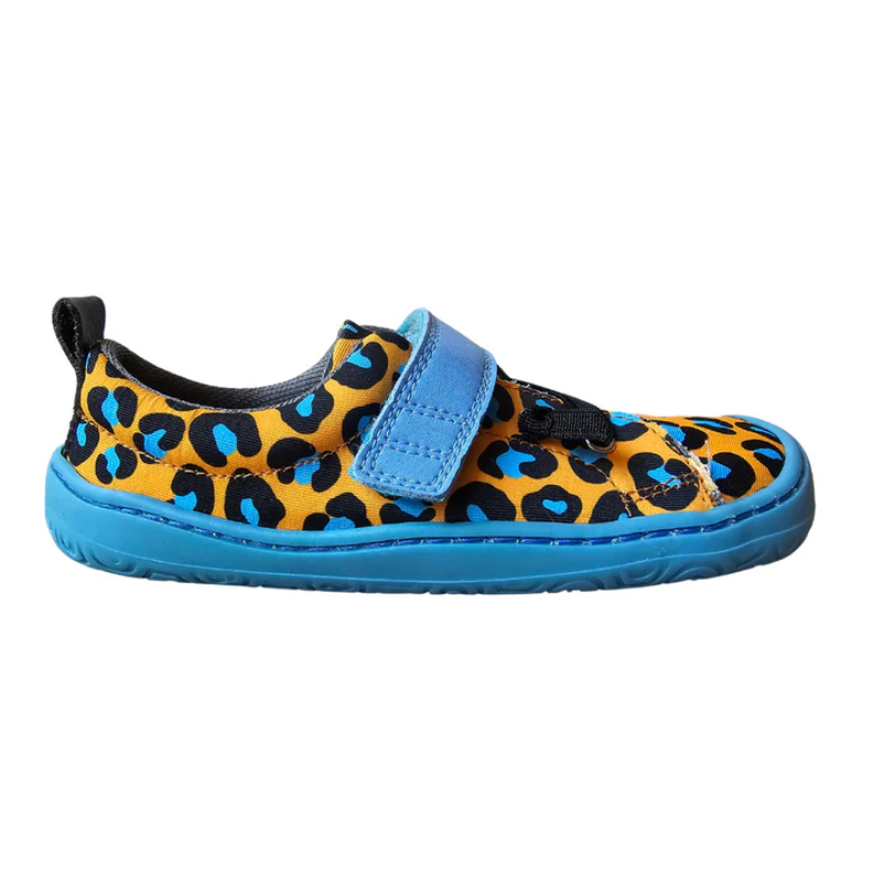 Calzado respetuoso Poppis Leopardo animal Print azul, amarillo y negro