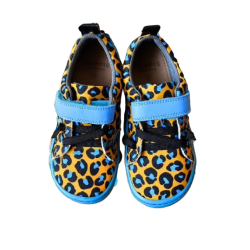 Calzado respetuoso Poppis Leopardo animal Print azul, amarillo y negro