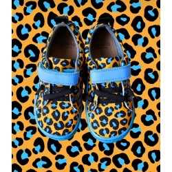 Calzado respetuoso Poppis Leopardo animal Print azul, amarillo y negro